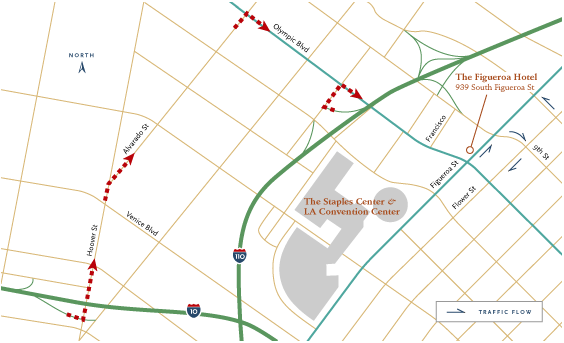 Map of the Figueroa Hotel area